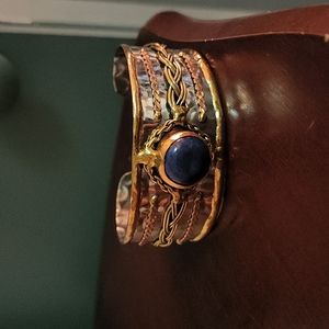 silver cuff bracelet with purple